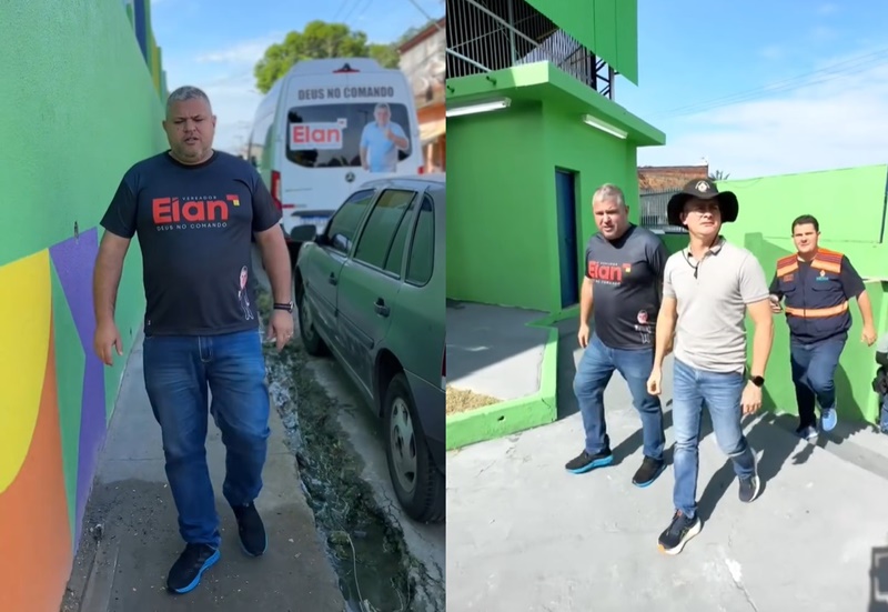 Vereador Elan Alencar fiscaliza finalização da obra do complexo esportivo do bairro Santa Etelvina junto com o Prefeito David Almeida