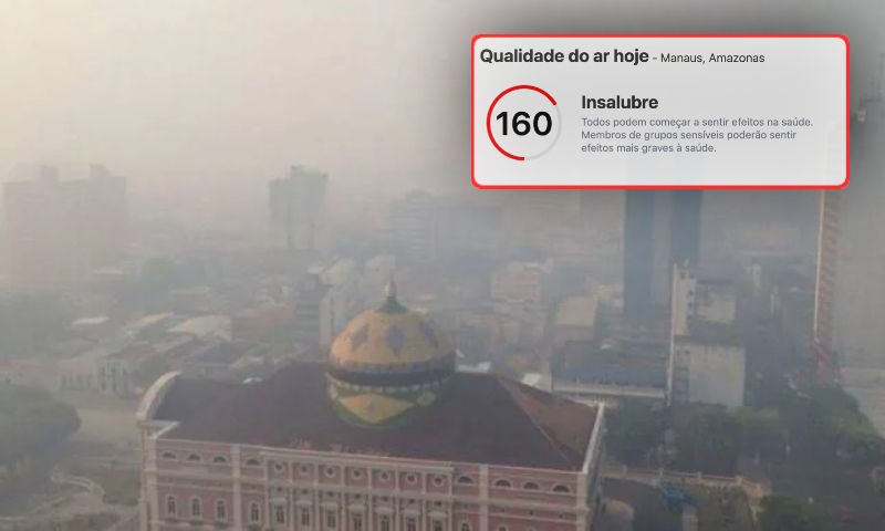 AMAZONAS- Manaus amanhece coberta por fumaça e qualidade do ar é classificada como ‘insalubre’ 