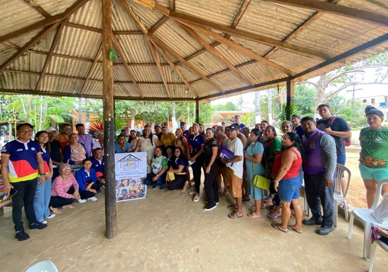 Encontro mensal reúne povos originários na Aldeia Kokama em ação realizada peço CRAS 2 em Coari