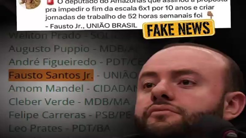Deputado Fausto Júnior rebate fake news e reafirma apoio ao fim da escala 6×1