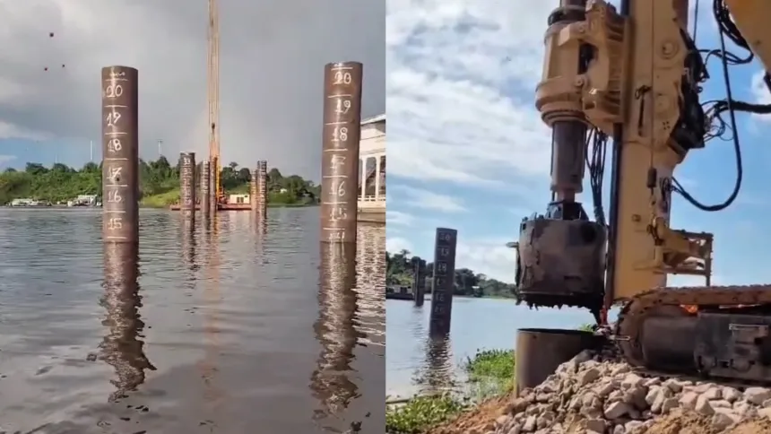 Obras da Ponte do Abial avançam em ritmo acelerado e transformam mobilidade em Tefé