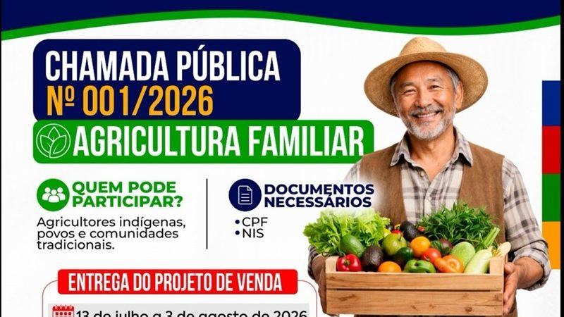 Coari abre chamada pública para compra de alimentos de agricultores indígenas e tradicionais para a merenda escolar