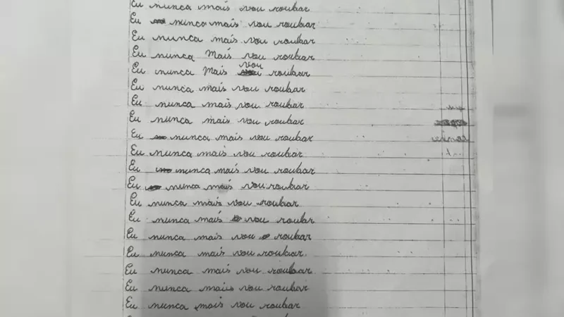 Mãe obriga filha a escrever repetidamente ‘nunca mais vou roubar’ após descobrir furto de celular