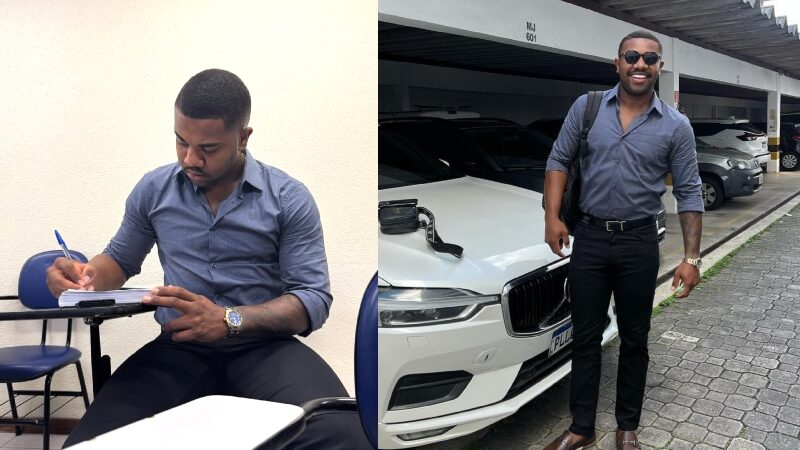 “O paê vai ser Dr.”: Davi Brito capricha no look para seu 1º dia de aula mas chega atrasado; veja