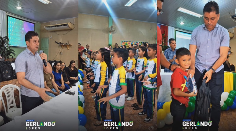 Prefeito de Lábrea Gerlando Lopes entrega fardamentos para alunos da rede municipal