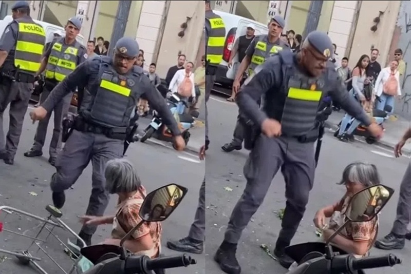 Policial militar age de forma brusca em abordagem contra idosa e revolta população