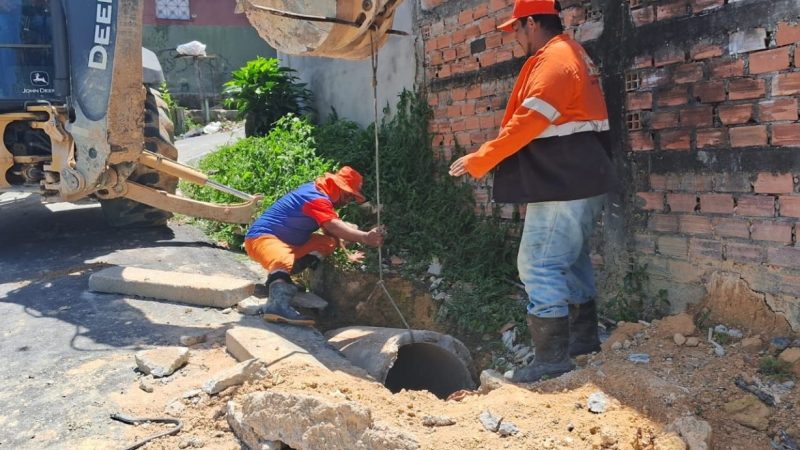 Prefeitura de Manaus executa serviços de drenagem superficial e profunda na comunidade Cidade do Leste