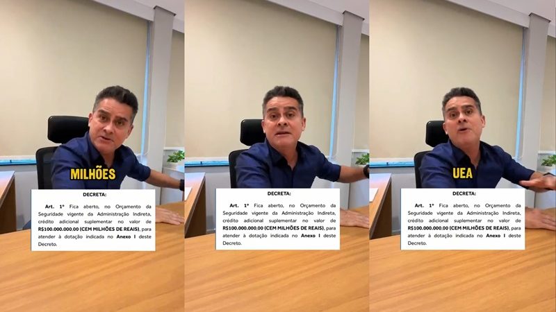 David Almeida denuncia retirada de R$ 100 milhões da UEA e classifica Wilson Lima e Roberto Cidade como cúmplices