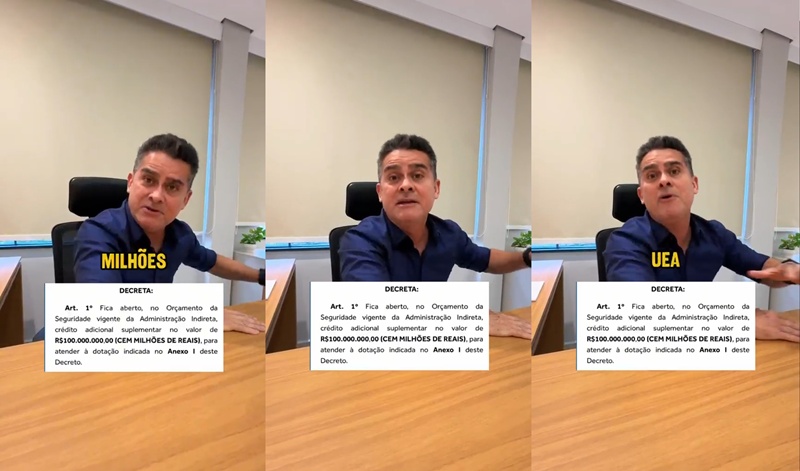 David Almeida denuncia retirada de R$ 100 milhões da UEA e classifica Wilson Lima e Roberto Cidade como cúmplices