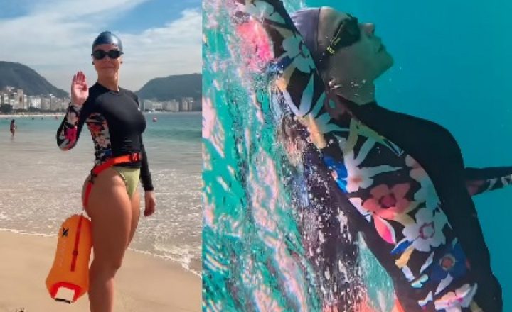 Paolla Oliveira surpreende ao nadar em mar aberto e deixa fãs curiosos sobre novo papel